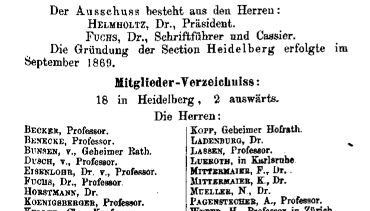 Gründungsmitglieder 1869 | © DAV Jahrbuch 1869/1870