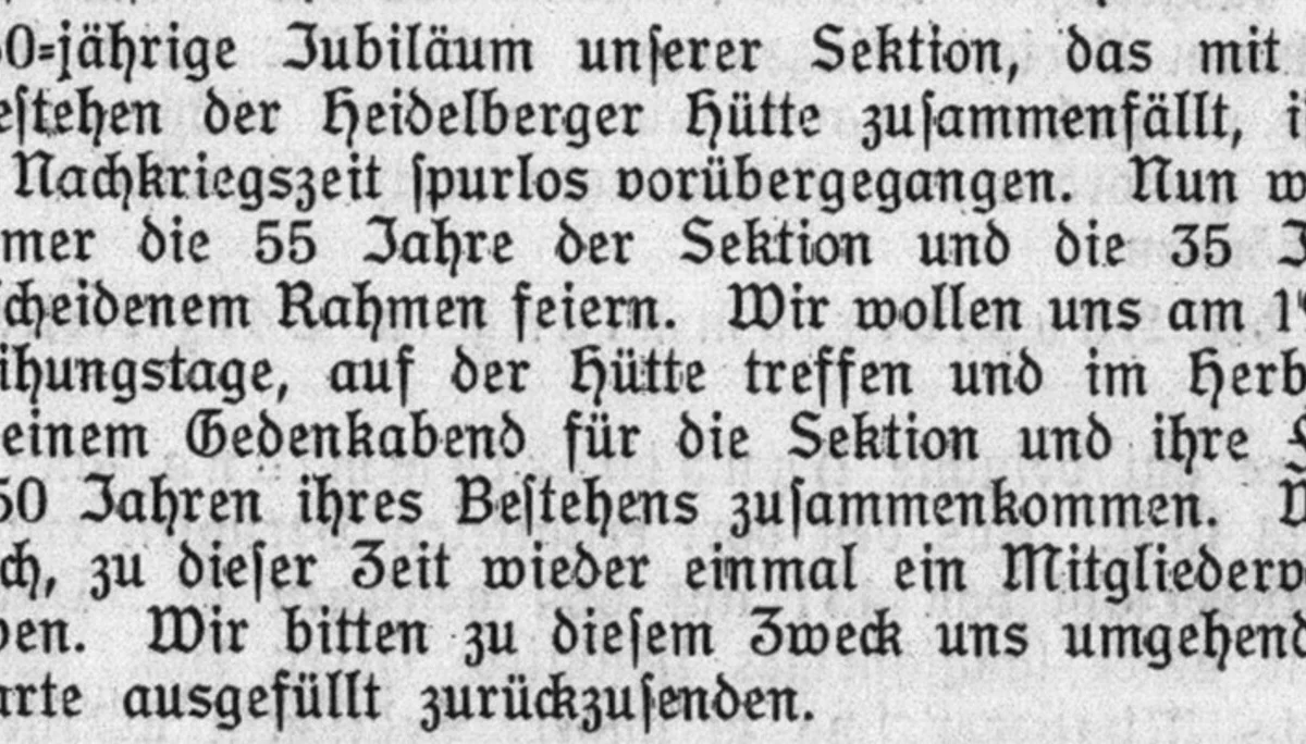 55-jähriges Jubiläum 1924 | © DAV Heidelberg