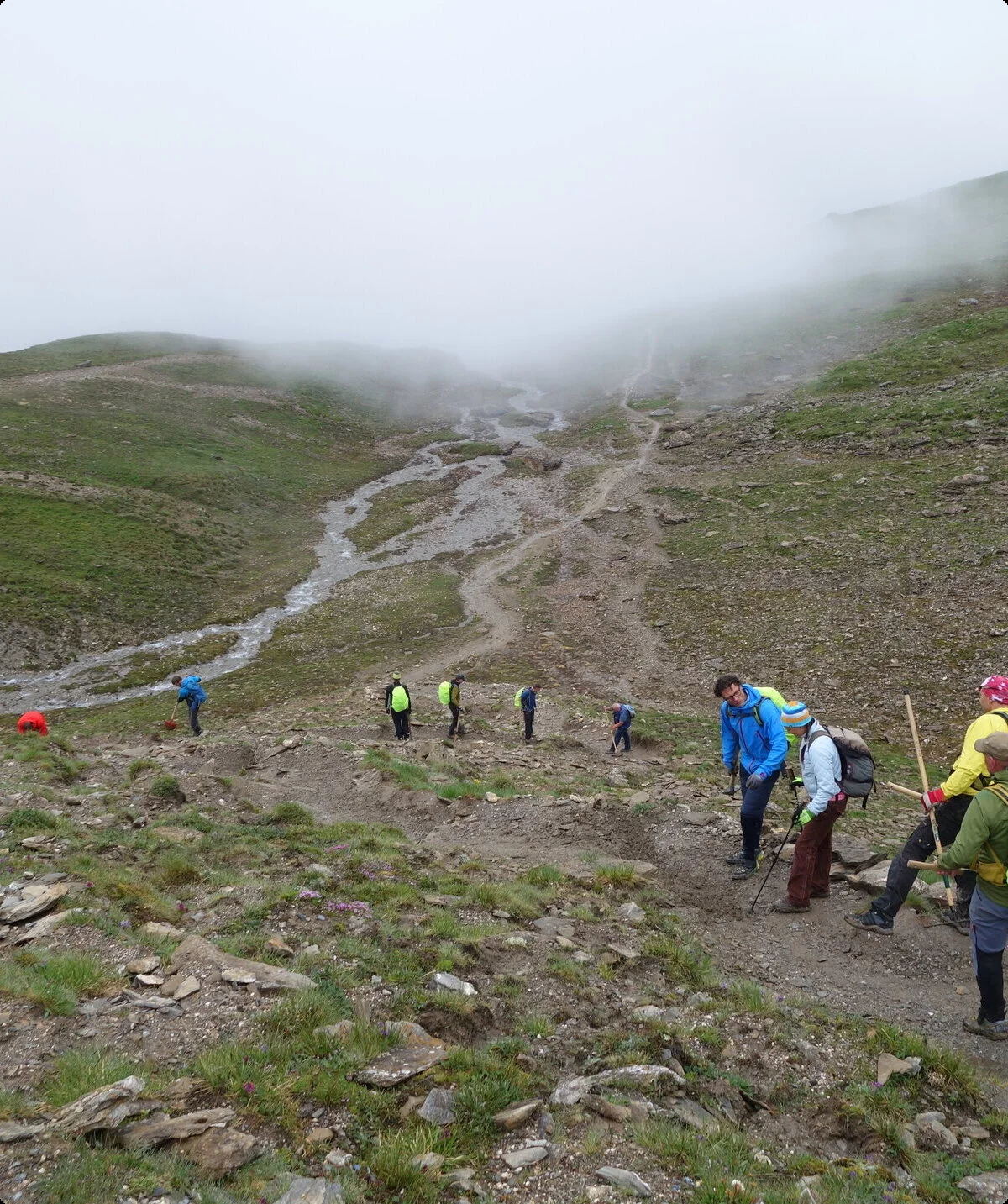 Wegearbeiten am Fimberpass | © DAV Heidelberg/Marc Derungs