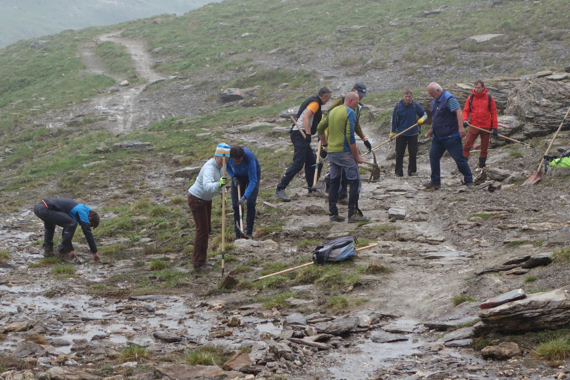 Wegearbeiten am Fimberpass | © DAV Heidelberg/Marc Derungs