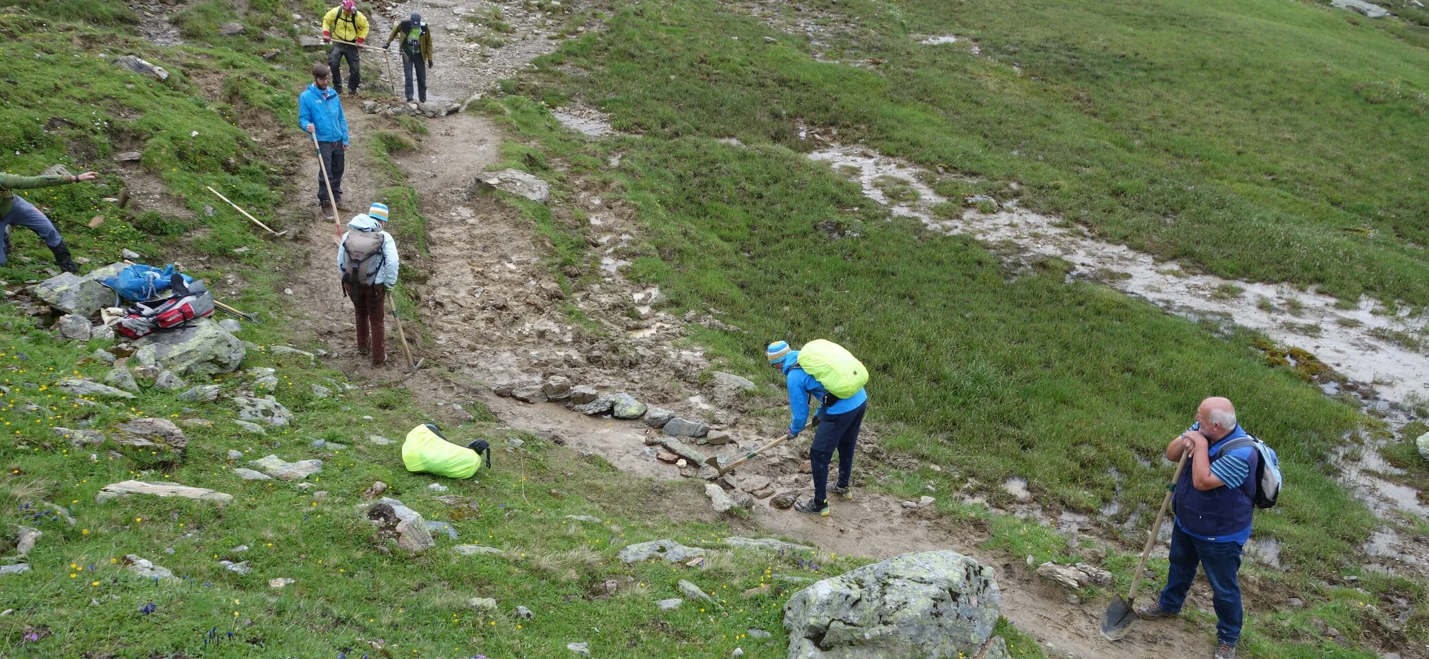 Wegearbeiten am Fimberpasse | © DAV Heidelberg/Marc Derungs